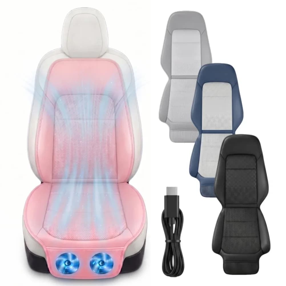 USB Ventilated Car Seat Cushion Airflow Seat Cover Low Noise Car Seat Fan Breathable 3D Ice Silk Cooling Pad For Tesla Model
