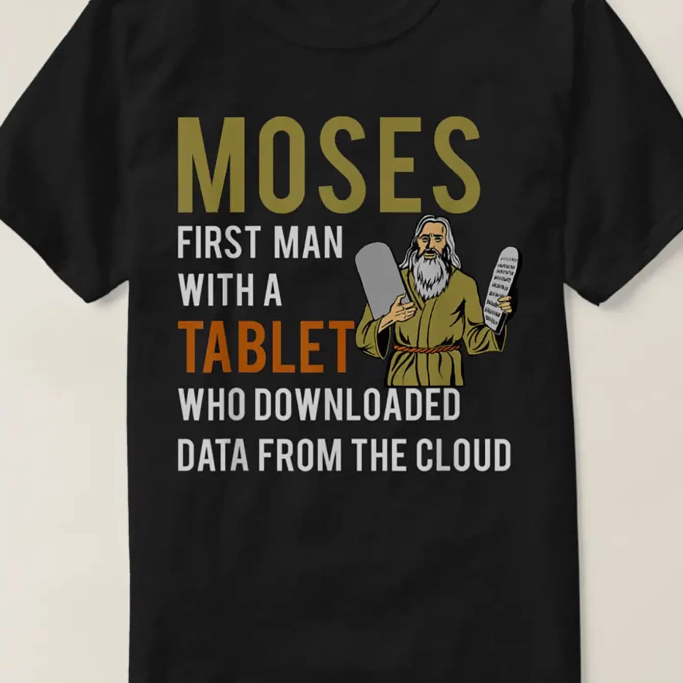 Lettera da uomo ebrea pasqua Moses Tablet Data Cloud Computing t-shirt interessante t-shirt grafica manica corta da uomo