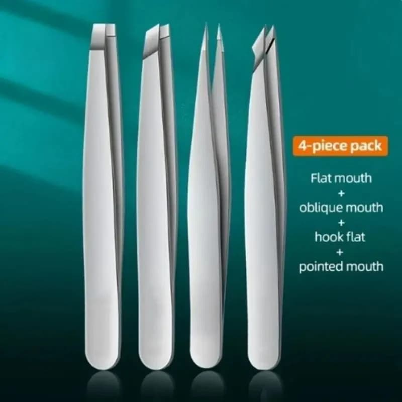 1/4-piece eyebrow tweezers set in stainless steel, professional eyebrow tweezers, beauty tools set for face hair growing inside