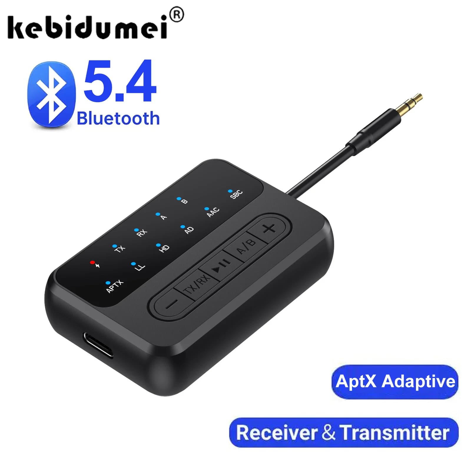 Adattatore audio wireless 2 in 1 Trasmettitore ricevitore Bluetooth 5.4 Supporto AUX da 3,5 mm Aptx AAC SBC HD LLPer altoparlante per auto TV aereo
