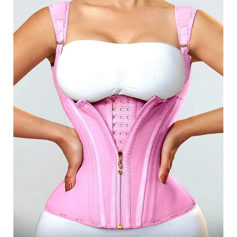 Fajas Colombianas Guaine Gilet a doppia compressione Corsetto per allenamento in vita superiore con gancio per cerniera Cintura modellante per il corpo dimagrante pancia piatta