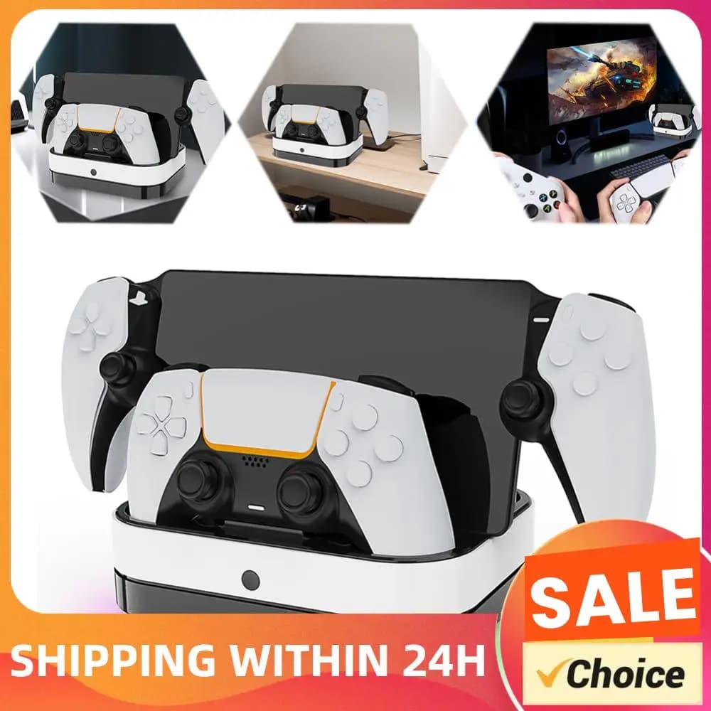 Base di Ricarica Doppia per PS5 con Indicatore LED e Luce RGB, Supporto di Ricarica con Cavi per Controller PS5 e Accessori per Giochi PS Portal