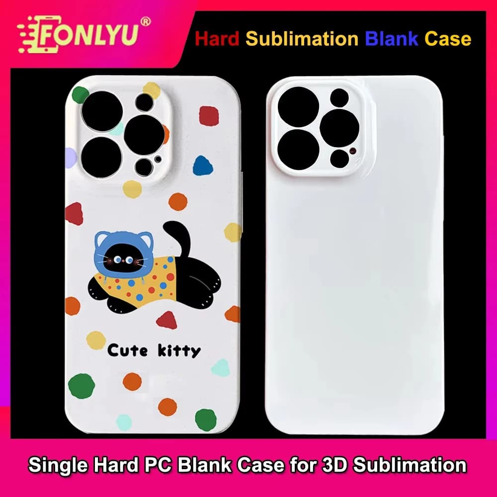FONLYU 20 pezzi Custodia Rigida 3D per Sublimazione con Pellicola, Vuota, per iPhone 11 12 13 14 15 16 17 Pro Max, con Fori Precisi e Copertura Completa