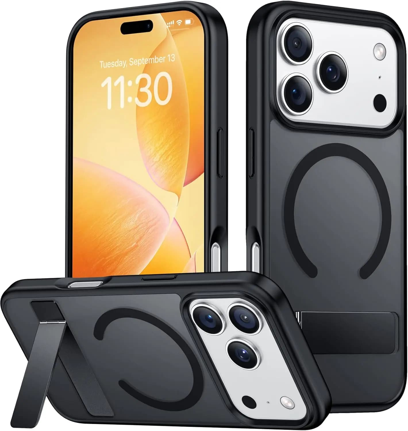 Custodia magnetica per cellulare con supporto per iPhone 16 17 Pro Max 15 14 Plus 13 12 Cover traslucida con cavalletto