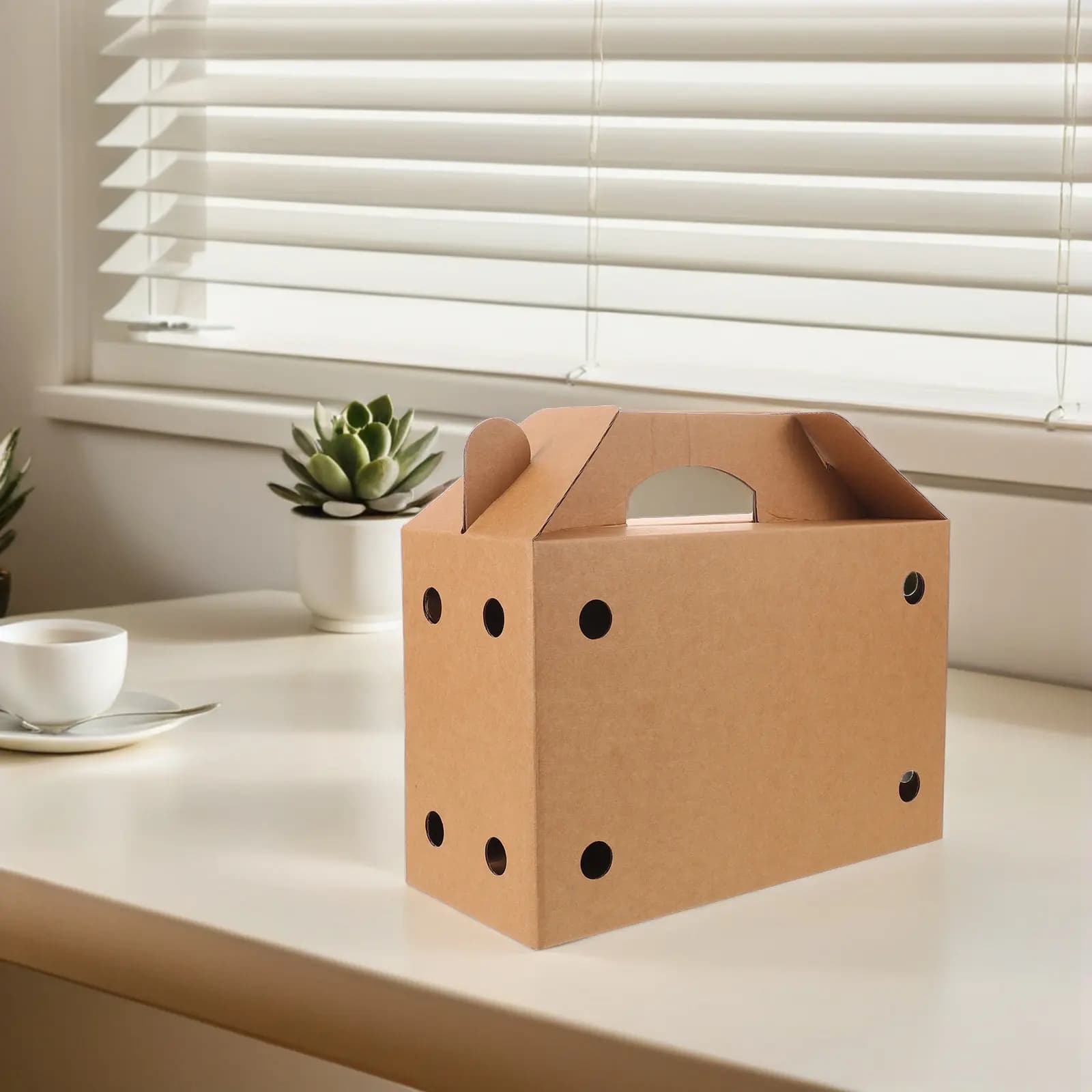 6Pcs Cardboard Pet Carrier Box with Handle 12.2x8x5.1 Small Animal Shipping Box Bird Hamster Chicken Transport Ventilated