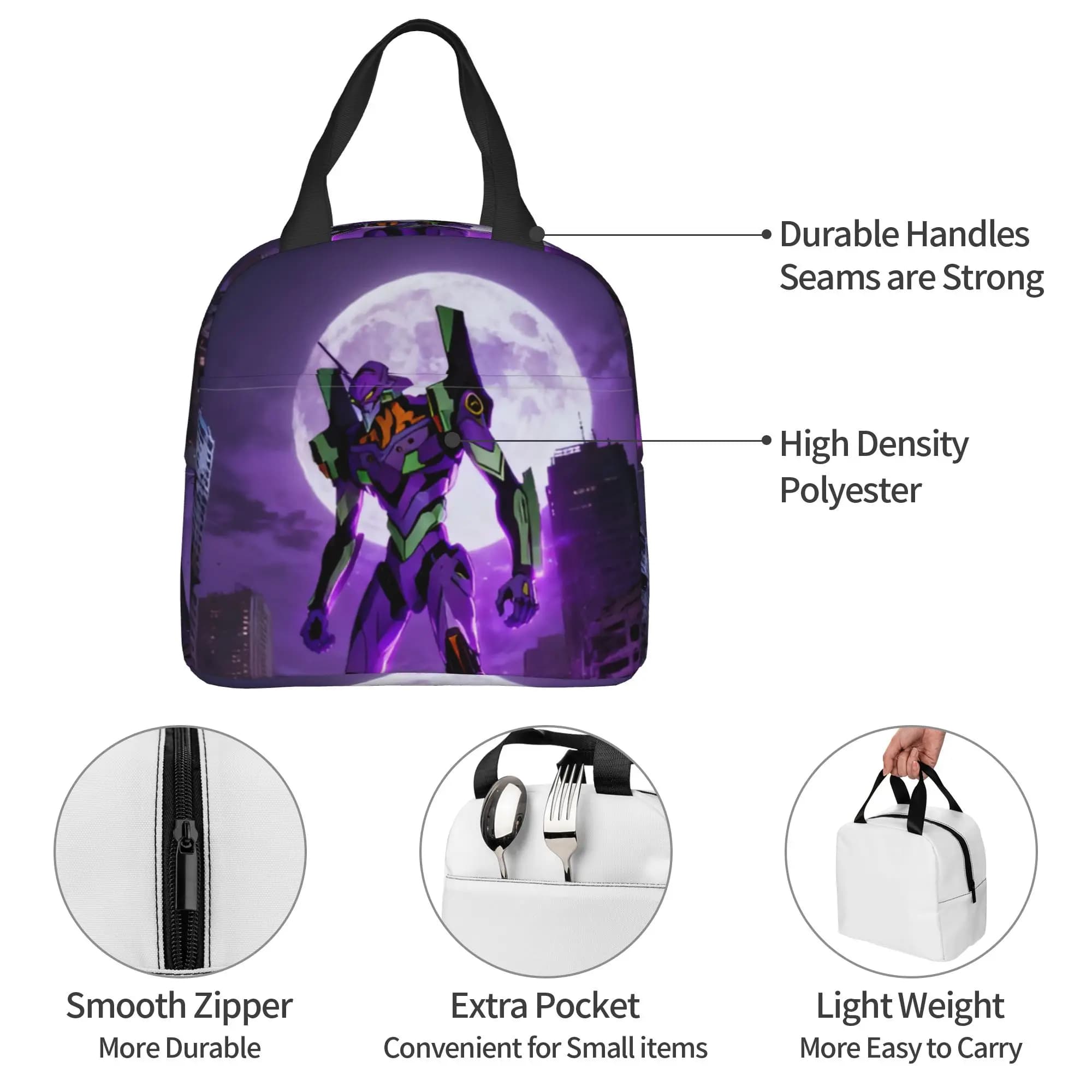 Custom E-Evangelions Lunch Bag Women Mecha Style Warm Cooler Insulated Lunch Box for School