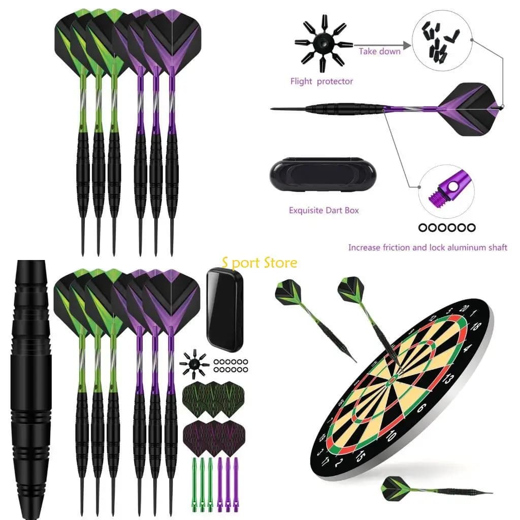 U2JB 1 Set Freccette con Punta in Acciaio Professionale Set Aste in Alluminio Freccette in Metallo con Custodia per Il Trasporto