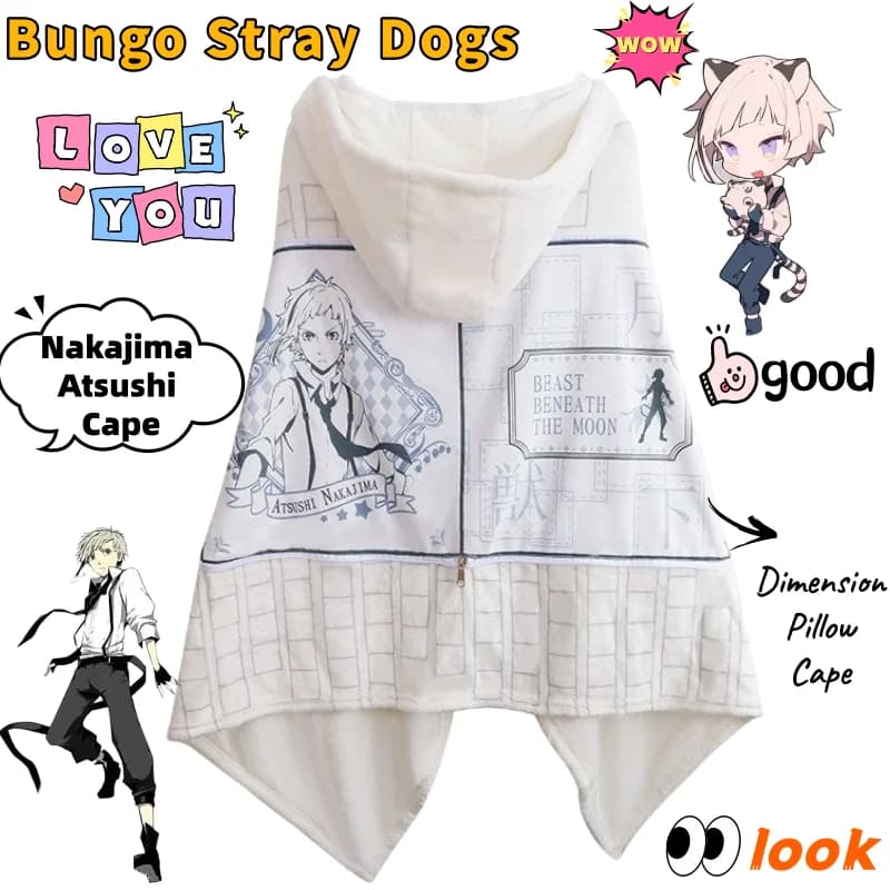 Bungo Stray Dogs Nakajima Atsushi Cartoon Personality Animation Surrounding Lazy Cloak Creative Cartoon Secondary Pillow Gift