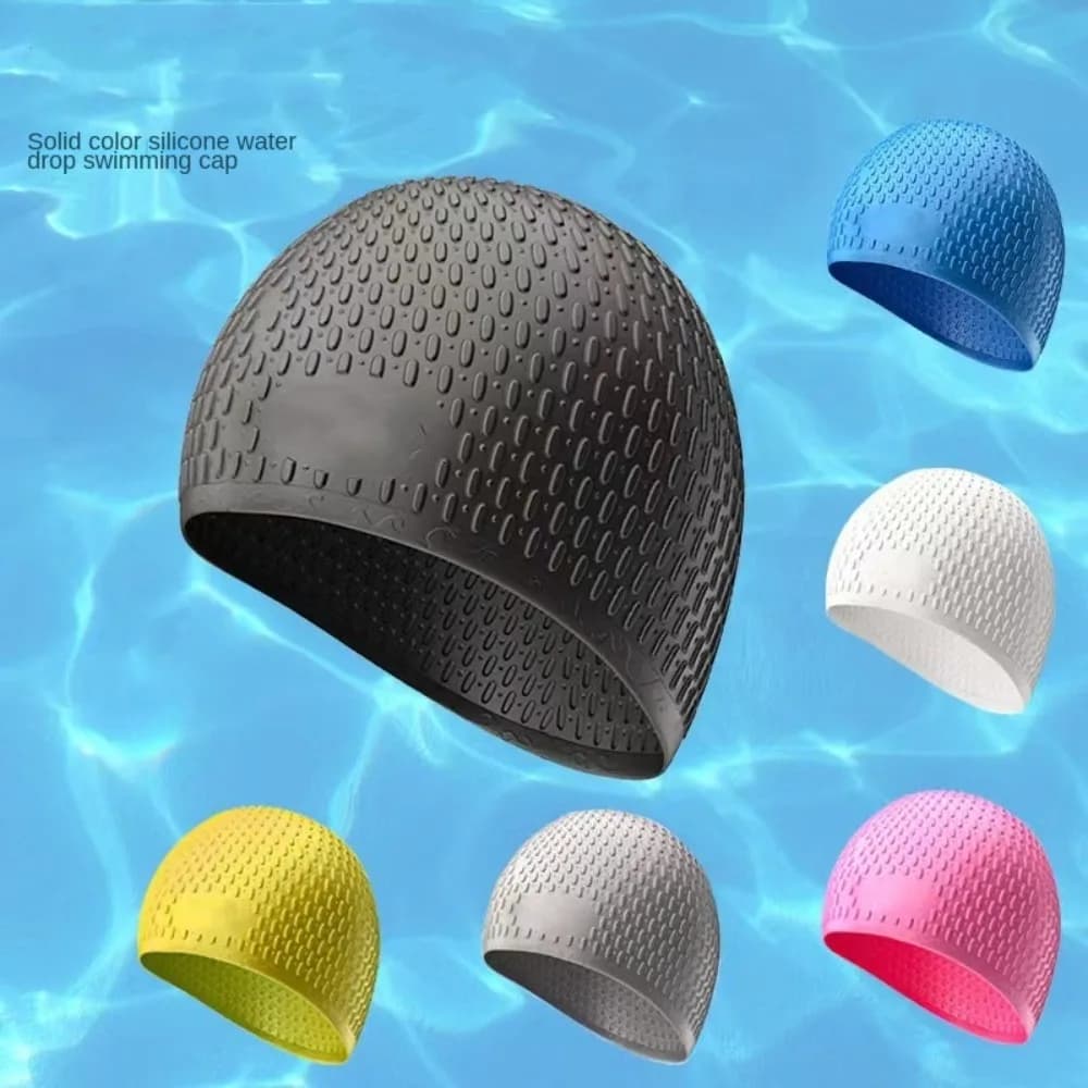 Non-slip swimming head with particle bubbles Water sports Protect your ear Swim head swim caps Comfortable and waterproof silicone swimming head
