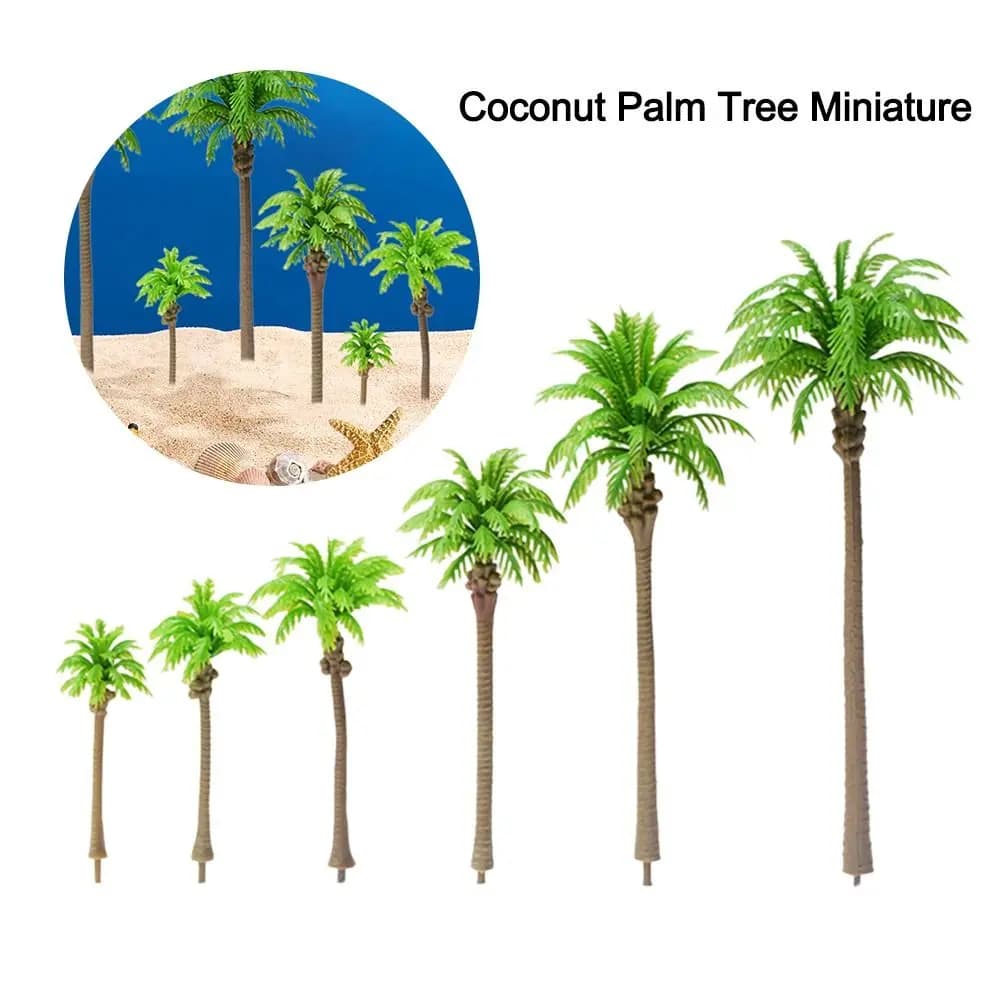 5Pcs plastic palm model artificial handicraft coconut Micr landscape stereoscopic coconut palm decoration Desktop miniature
