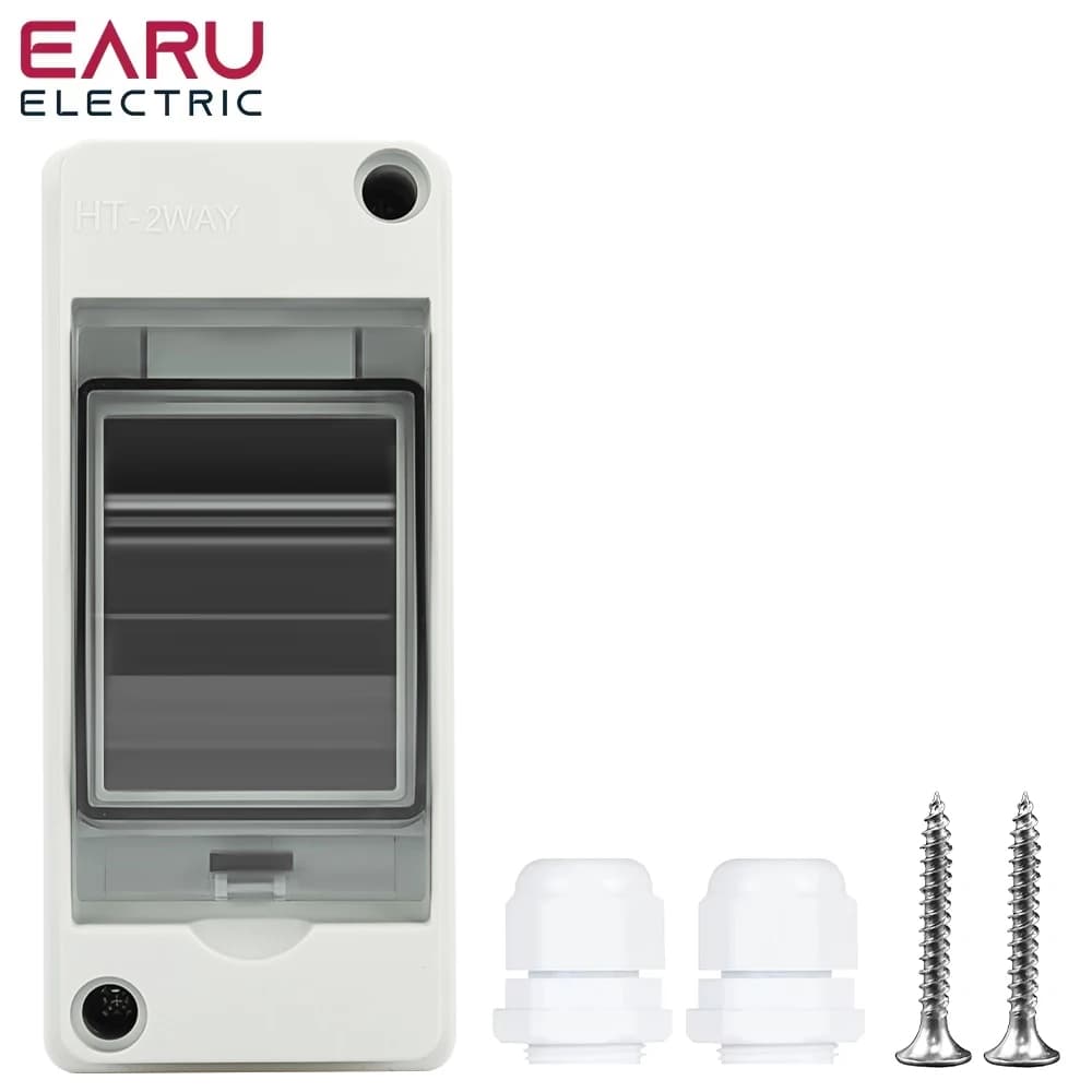 HT-2 IP65 Scatola di distribuzione impermeabile Installazione del pannello Scatola di giunzione solare MCB elettrica esterna in plastica ABS PC a 2 vie
