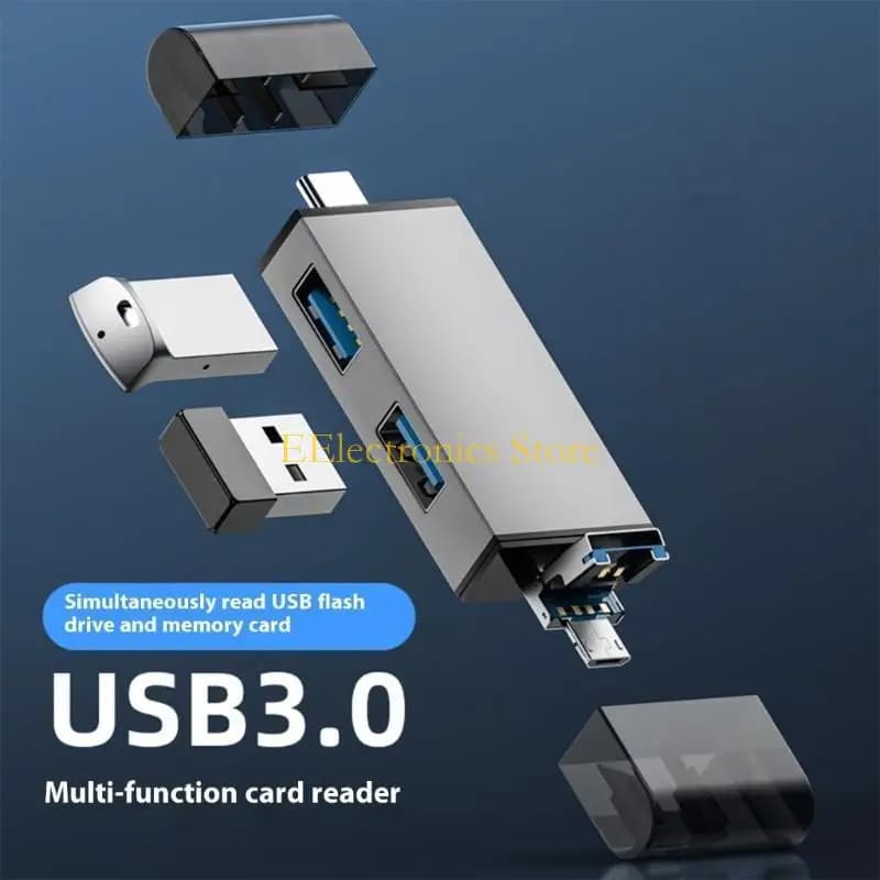 B03C Adattatore per scheda memoria USB veloce da 5 Gbps 7 in 1 Custodia in metallo con funzioni multiple Portatile