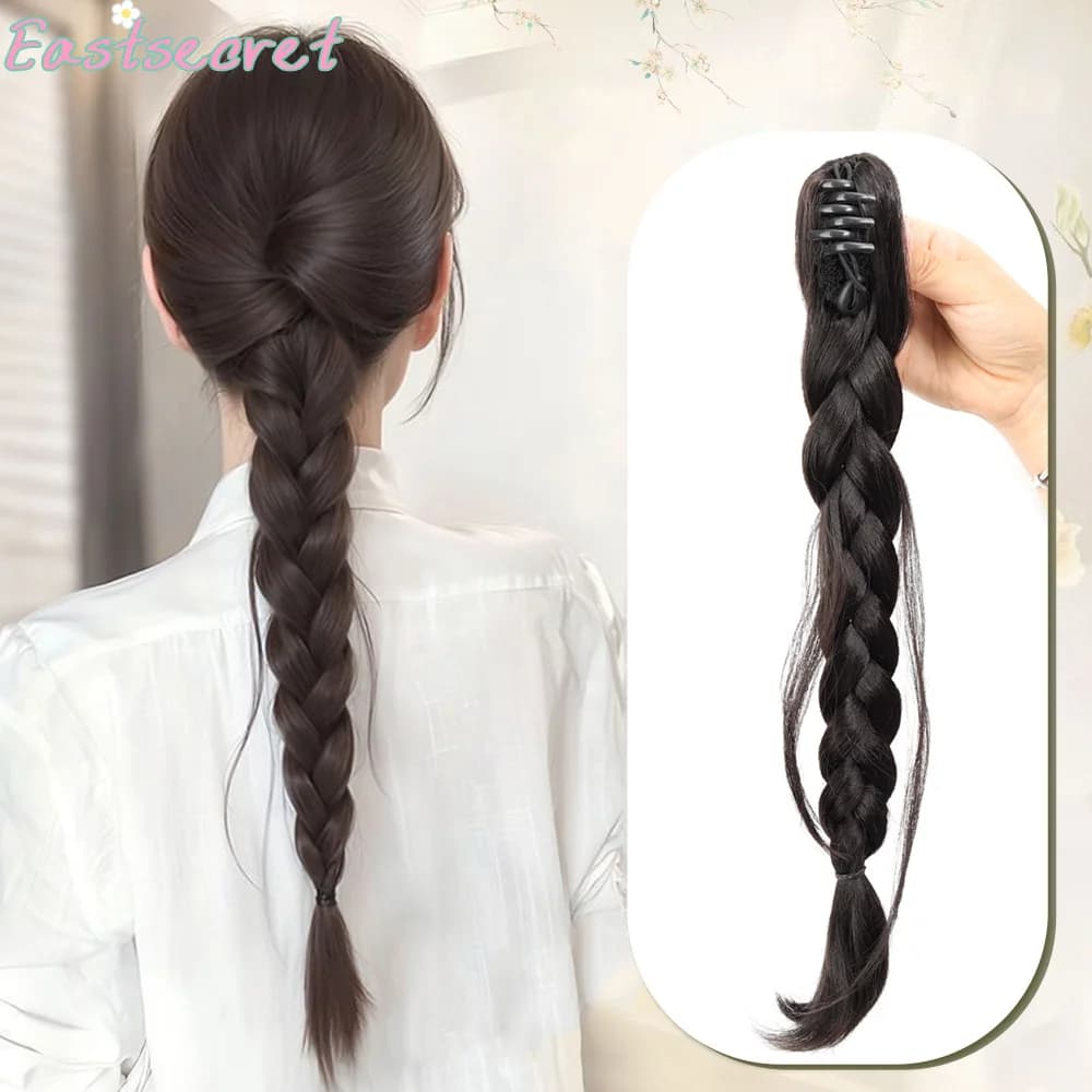EAST Parrucca sintetica treccia afferrare clip femminile coulisse treccia a coda di pesce Fried Dough Twists parrucca lunga per capelli intrecciati coda di cavallo