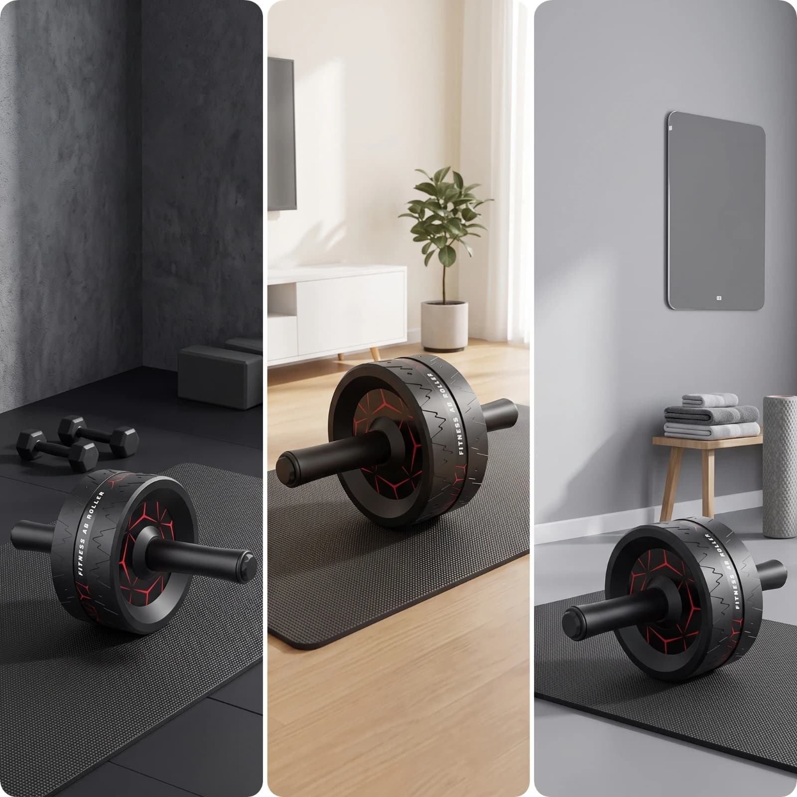 Ab Wheel Roller with Kneeling Mat Anti-Slip Ab Roller Wheel Handheld Comfortable for Fitness Enthusiasts, Home Gym