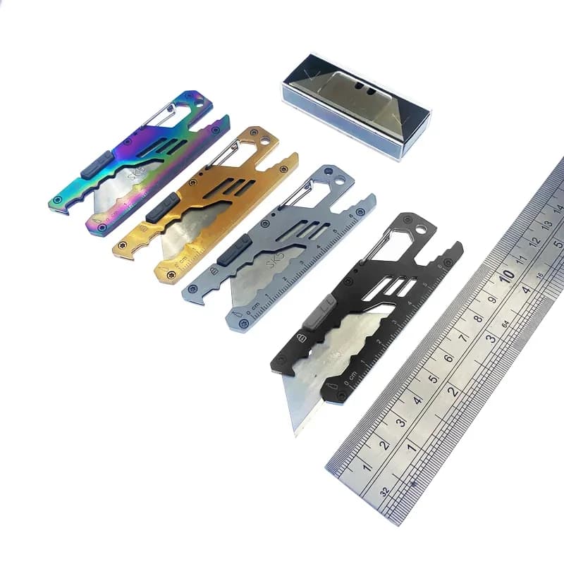 Coltello multiuso rapido SK5 Sharpe retrattile di sicurezza trapezoidale resistente Taglio della carta Coltello da intaglio portatile in titanio EDC