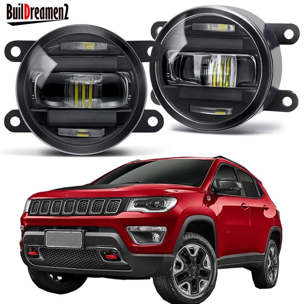 2IN1 Funzione 30W Auto LED Gruppo fendinebbia + DRL H11 Nebbia in alluminio Lampada di marcia diurna per Jeep Compass MP 2017 2018 2019