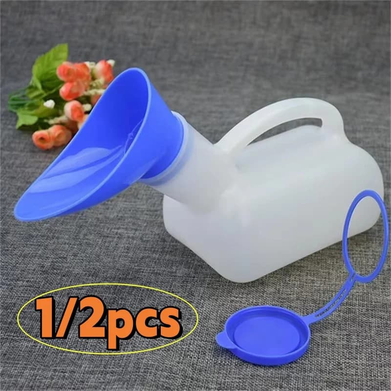 1/2 Pezzi Bottiglia Portatile in Plastica da 1000ML per Urinare, Ausilio per WC, Bottiglia per Urina da Campeggio e Auto, per Uomini e Donne, Kit da Viaggio
