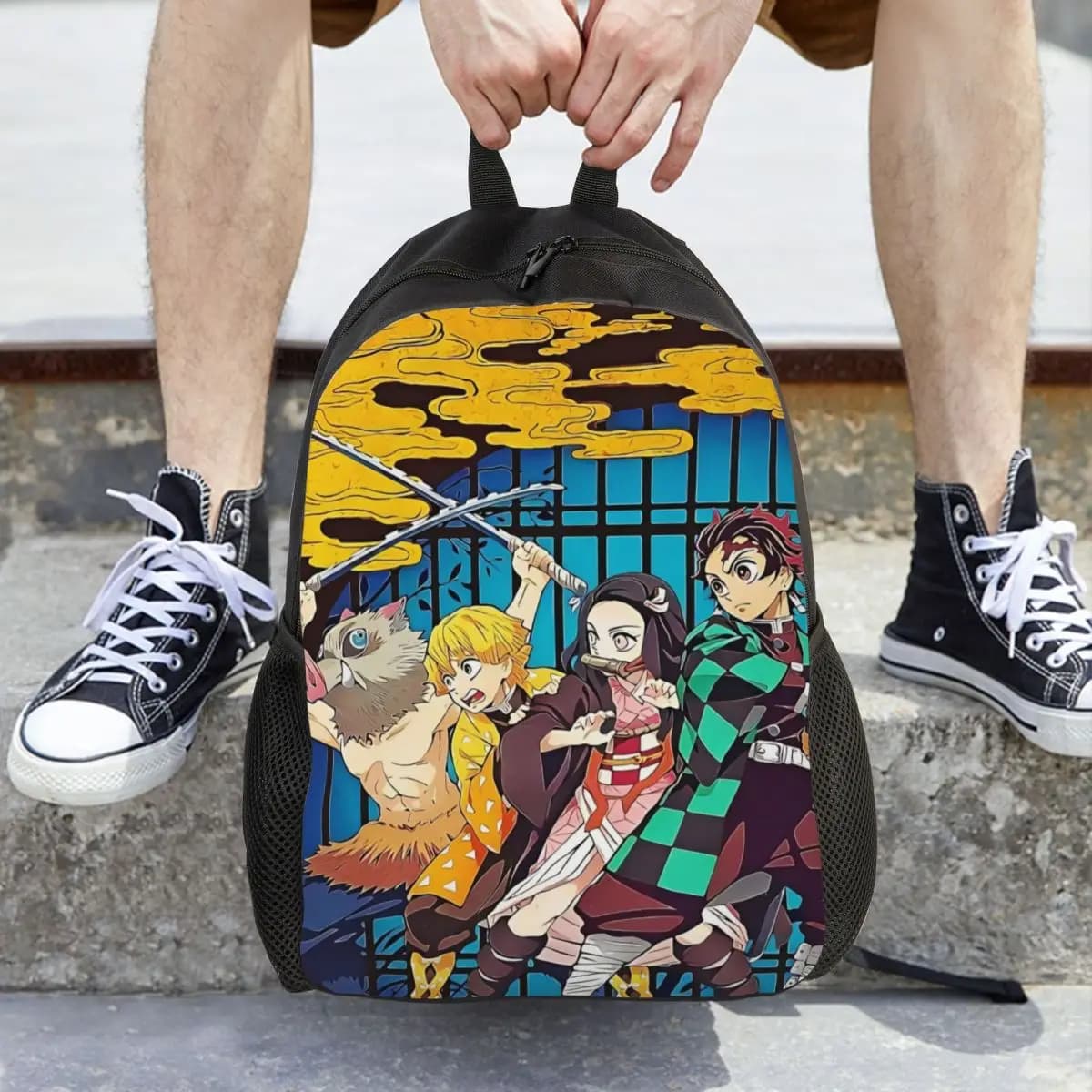 Demon Slayer Anime Kamado Nezuko Tanjirou Zaino alla moda Durevole Zaino da lavoro scolastico Borsa a tracolla per computer portatile da donna per uomo