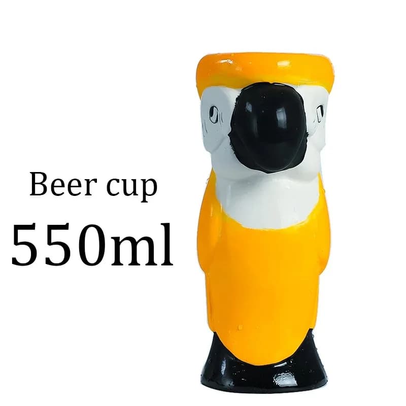 Tazza a Forma di Pappagallo, Tazze Tiki Hawaiane, Bicchiere per Cocktail e Birra, Tazza per Bevande