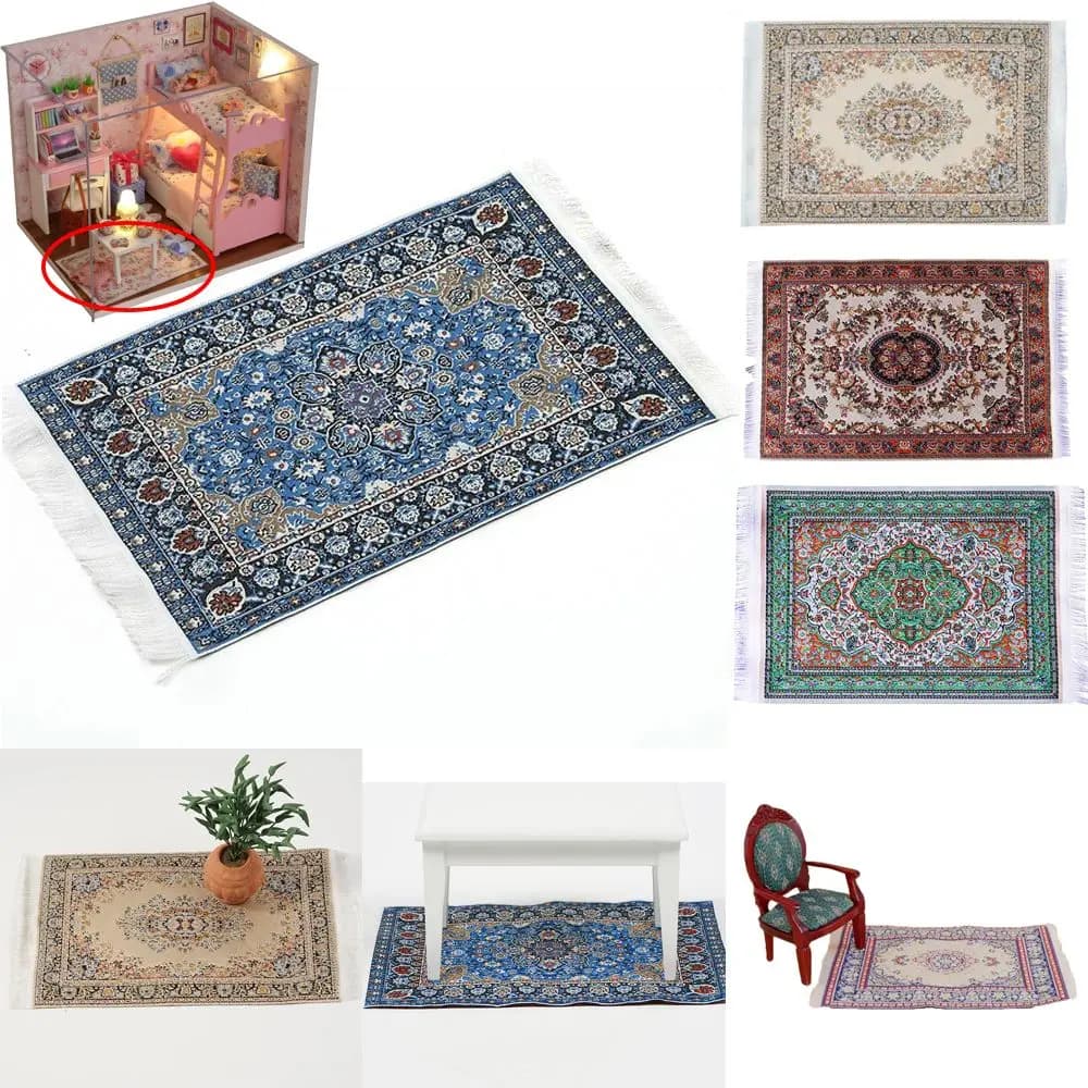 Tappeto in Miniatura Stile Turco Scala 1:12 per Decorazione Casa delle Bambole, Accessori per Casa delle Bambole