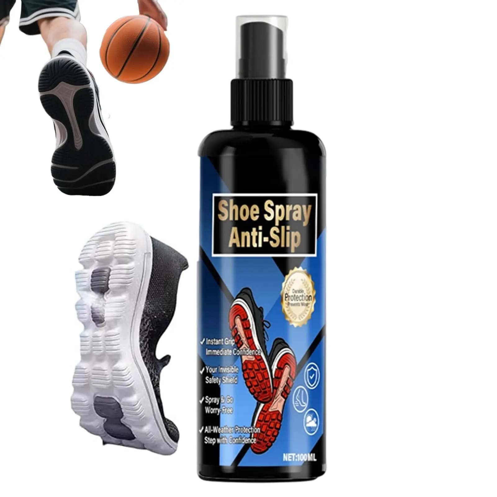 Spray Antiscivolo per Scarpe 100ml, Liquido di Trazione per Sicurezza Sportiva, per Basket, Calcio, Tennis, Golf, Escursionismo, Stivali e Sneakers