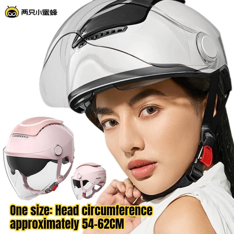 Casco Elettrico Estivo Traspirante per Moto Elettrica, Casco Jet Aperto Uomo Donna con Doppia Lente, Mezzo Casco per Scooter
