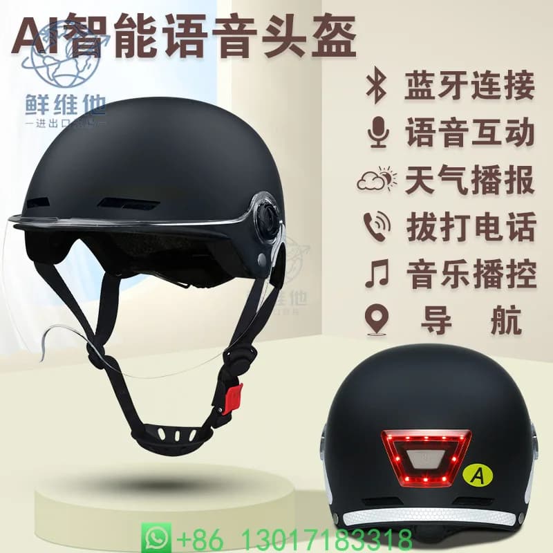 Casco da Moto Bluetooth con Funzione Vocale, Protezione per la Guida, Funzione di Chiamata e Luce di Avvertimento
