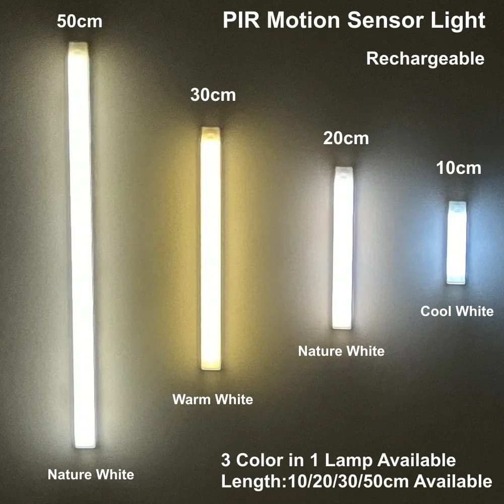 LED wardrobe lamp with USB rechargeable movement sensor for kitchen, bedroom, closet, induction wireless night lamp for hallway stairs