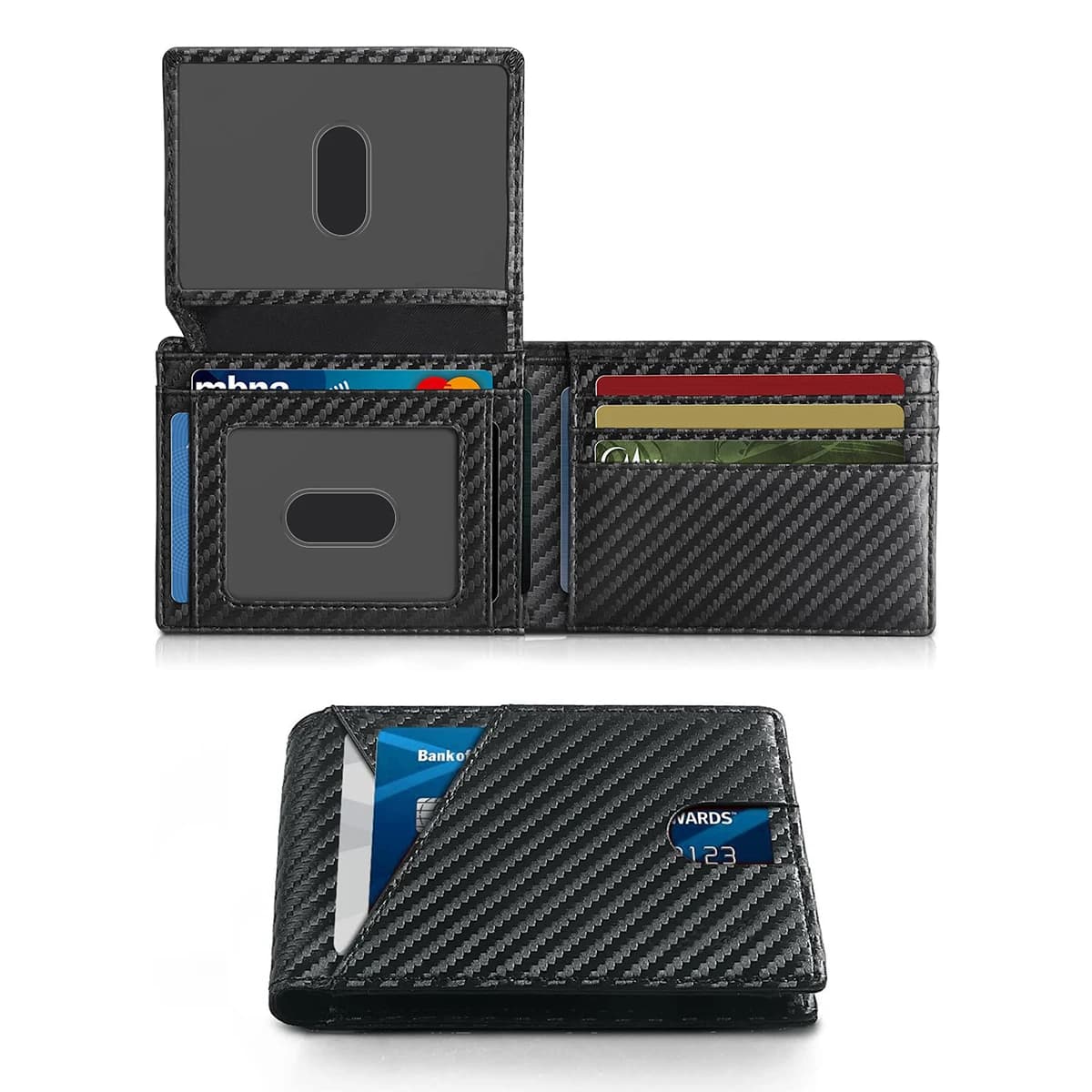 Wallet Men Minimalist Ultra Thin Bifold Leather Wallet RFID Blocking 2 ID Windows Multi Credit Card Slots Slim