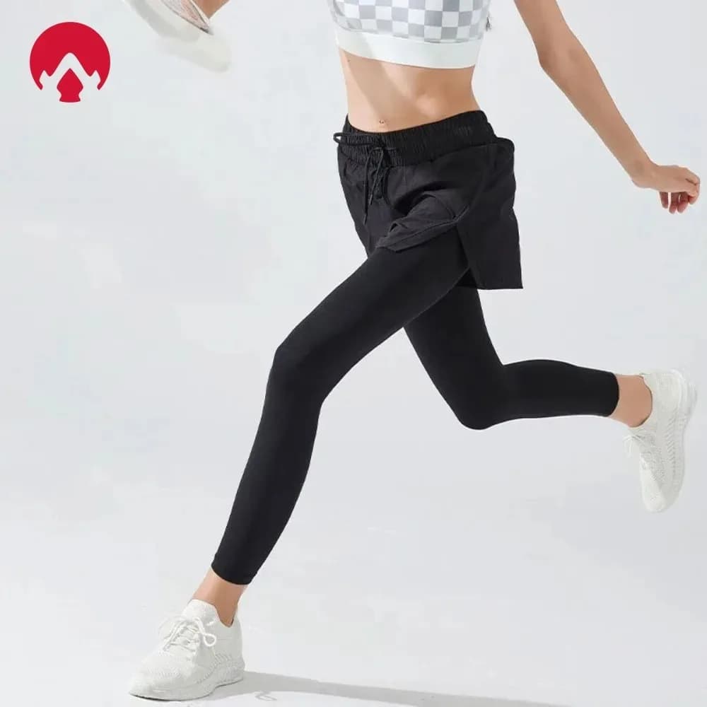 2 in 1 tennis shorts and shorts with hidden pocket, stretch leggings from yoga Sports fitness woman Push up gym cycling pants