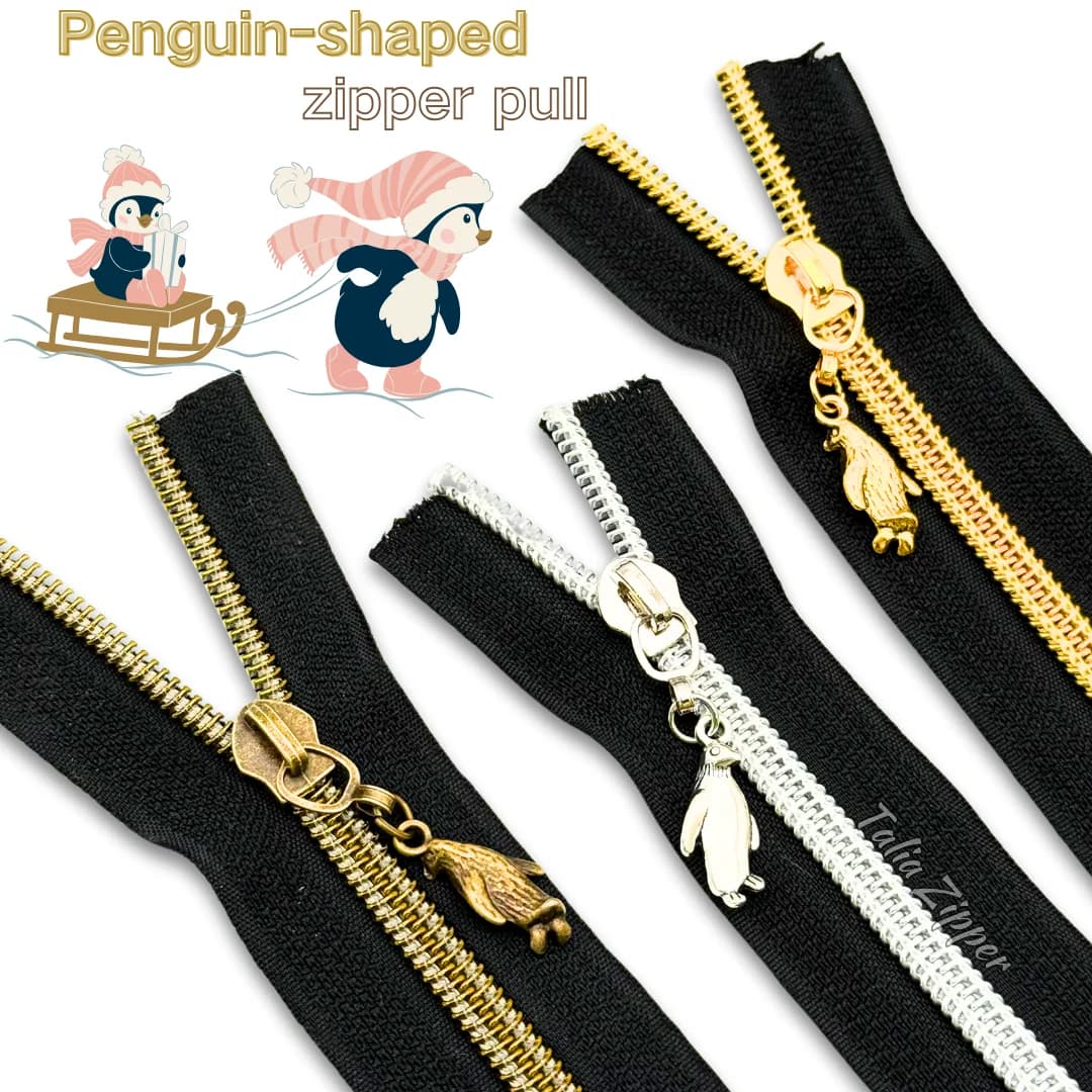5pcs #5 Nylon Zipper Cute Arctic Penguin Zipper, Compatible Bag Hardware, Bag Replacement Parts Made by DIY Wallet
