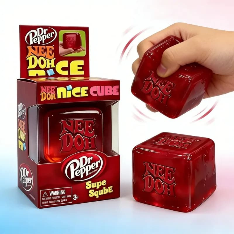 Nee Doh Nice Cube Super Squeeze Giocattolo Sensoriale Antistress, Cubo Morbido Traslucido Rosso per Bambini e Adulti, Allevia l'Ansia