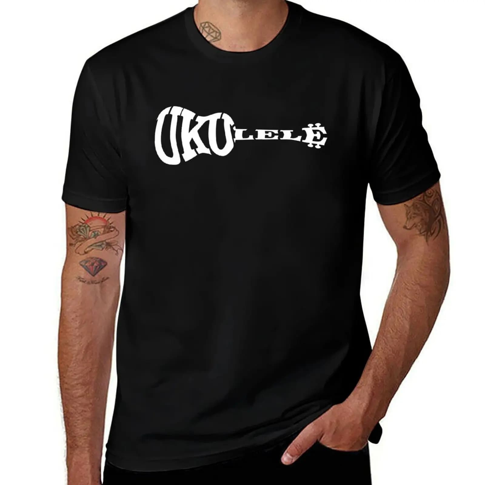 Ukulele Is the Word T-Shirt Large Size Casual Short Sleeve Top