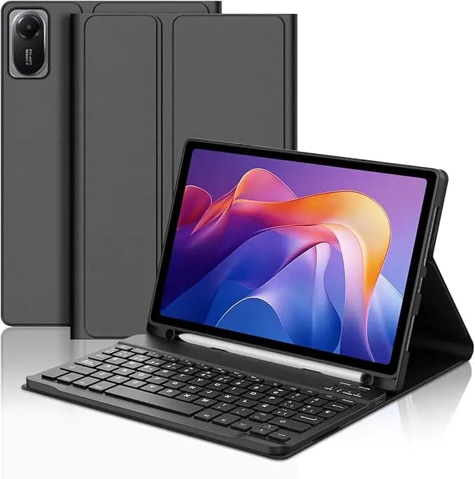 Custodia con tastiera wireless per Xiaomi Redmi Pad 2 2025, cover per tablet Redmi Pad 2 da 11 pollici con porta matita, Teclado