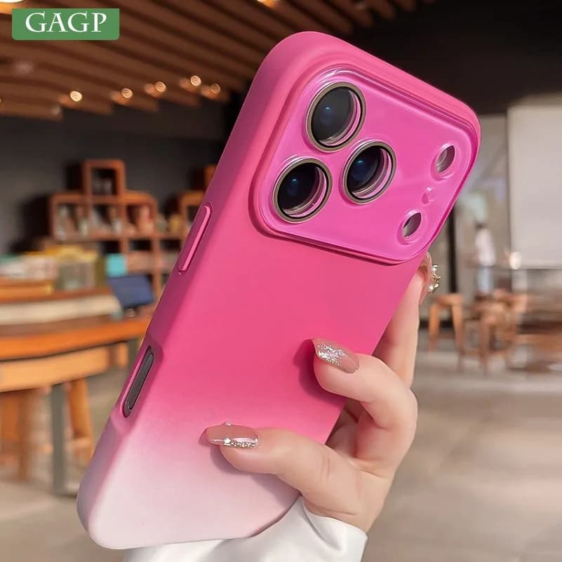 Liquid Silicone Gradient Color Case for iPhone 12 13 14 15 16 17 Pro Max Air 16 Plus Large Window Camera Protection Soft Cover