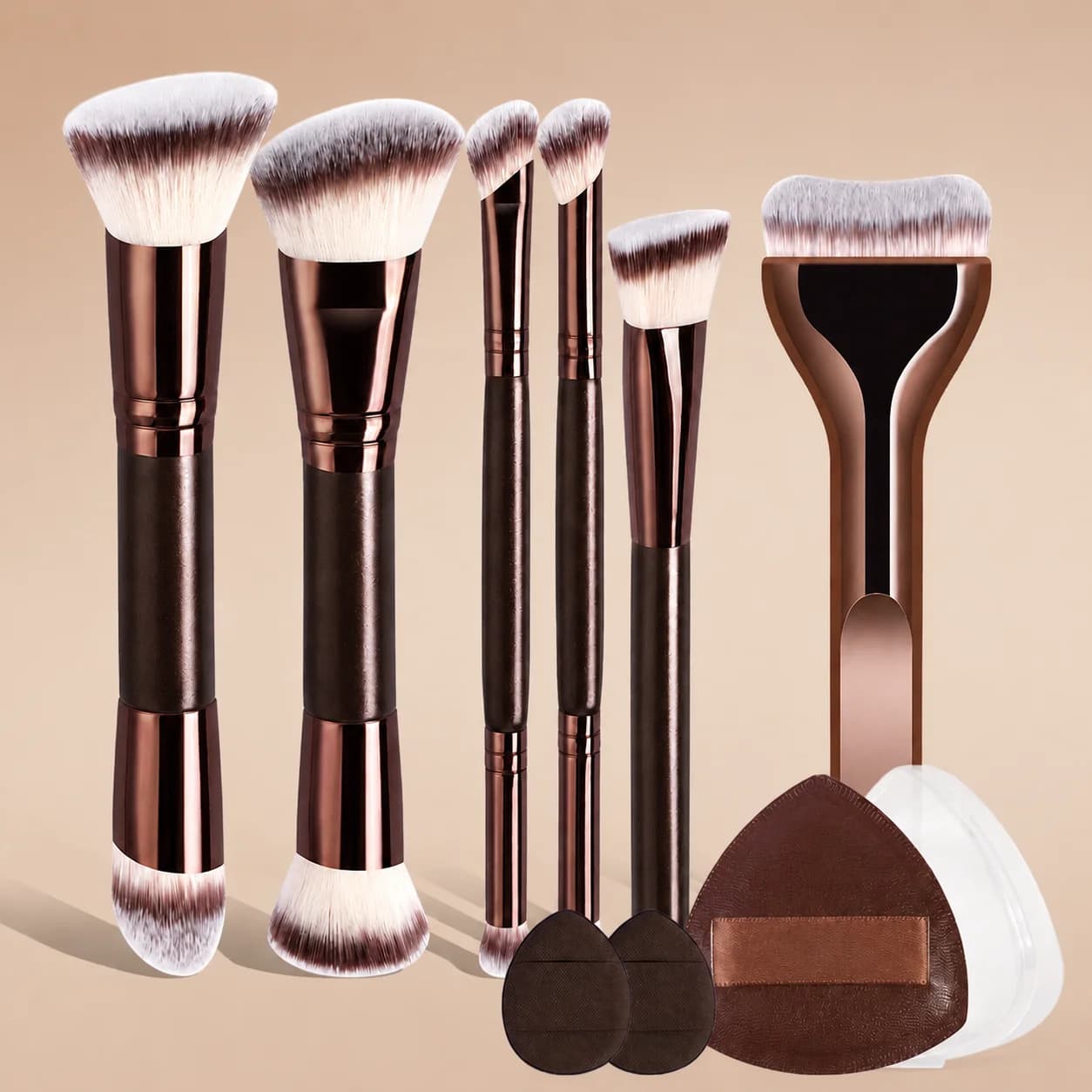Set of 6/9-piece multifunctional makeup tools, includes foundation brush, face brush, powder brush, phod brush, concealer brush, Cont