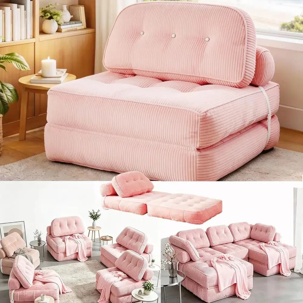 Poltrona Letto Convertibile per Piccoli Spazi: Facile da Montare, Traspirante, Ideale per Yoga, Gaming e Pisolini