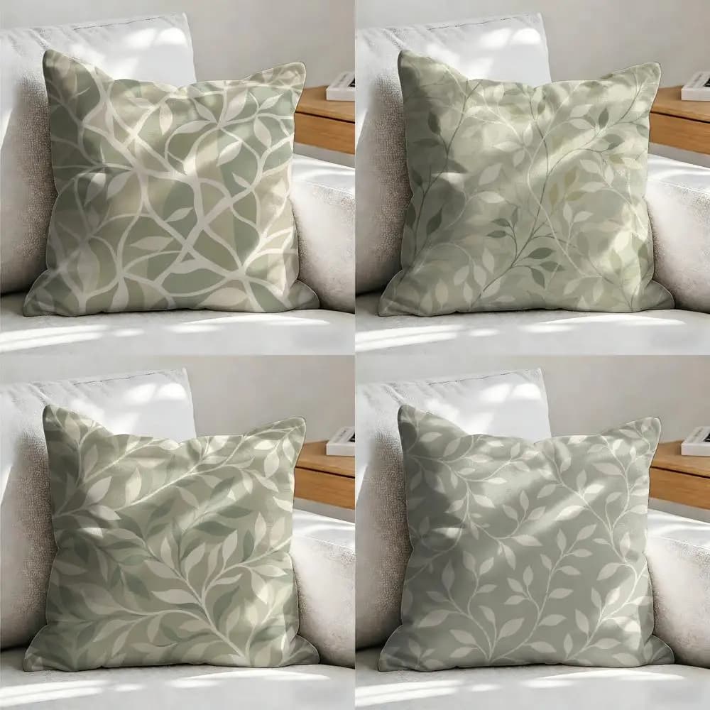 Fodera per cuscino con design Boho Green Vine, morbida in peluche corto, texture liscia e accogliente, estetica, per decorazioni domestiche