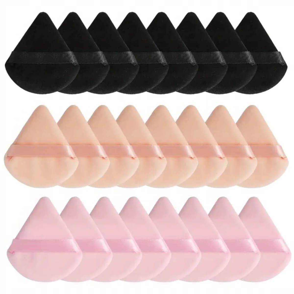 Set di spugne triangolari Hydro Velour da 11/25 pezzi - Senza lattice e riutilizzabili per polvere viso/corpo e fondotinta | Formato da Viaggio per Tutti i Tipi di Pelle