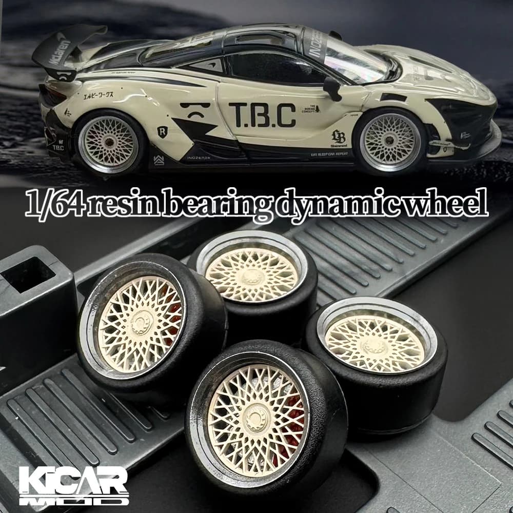 Ruote per Modellini Auto 1/64 con Pneumatici in Gomma, Cerchi in Resina con Cuscinetti Dinamici, Diametro 10,8mm, Parti per Modellini Auto Diecast MINIGT