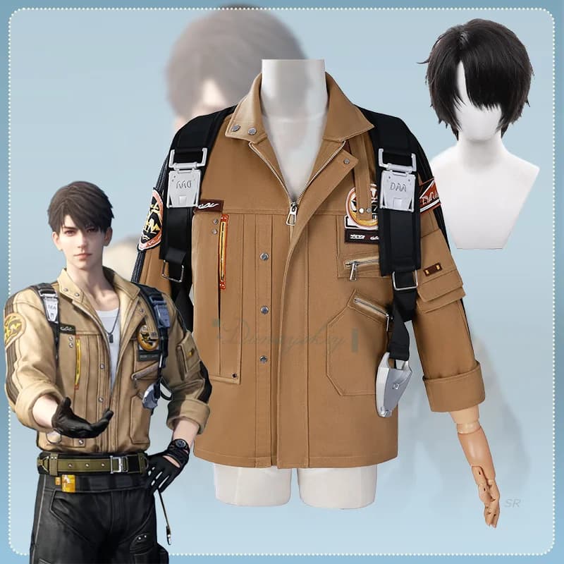 Caleb Costume Cosplay Parrucca Giacca volante Cappotto Gioco Love And Deepspace Xia Yizhou Gioco di ruolo Uniformi per feste di Halloween Vestito fresco