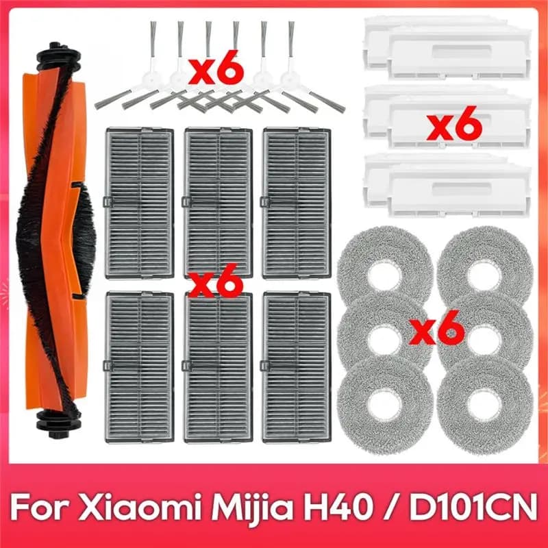 AT14 Per Xiaomi Mijia H40 / D101CN: Spazzola Principale, Spazzole Laterali, Filtro HEPA, Panni per la Pulizia, Sacchetto Raccoglipolvere - Ricambi per Robot Aspirapolvere
