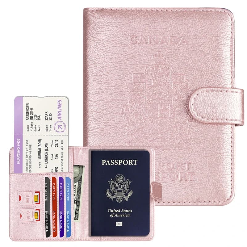 Copertina per Passaporto Canadese in Pelle PU, Custodia da Viaggio per Canadesi, Porta Passaporto