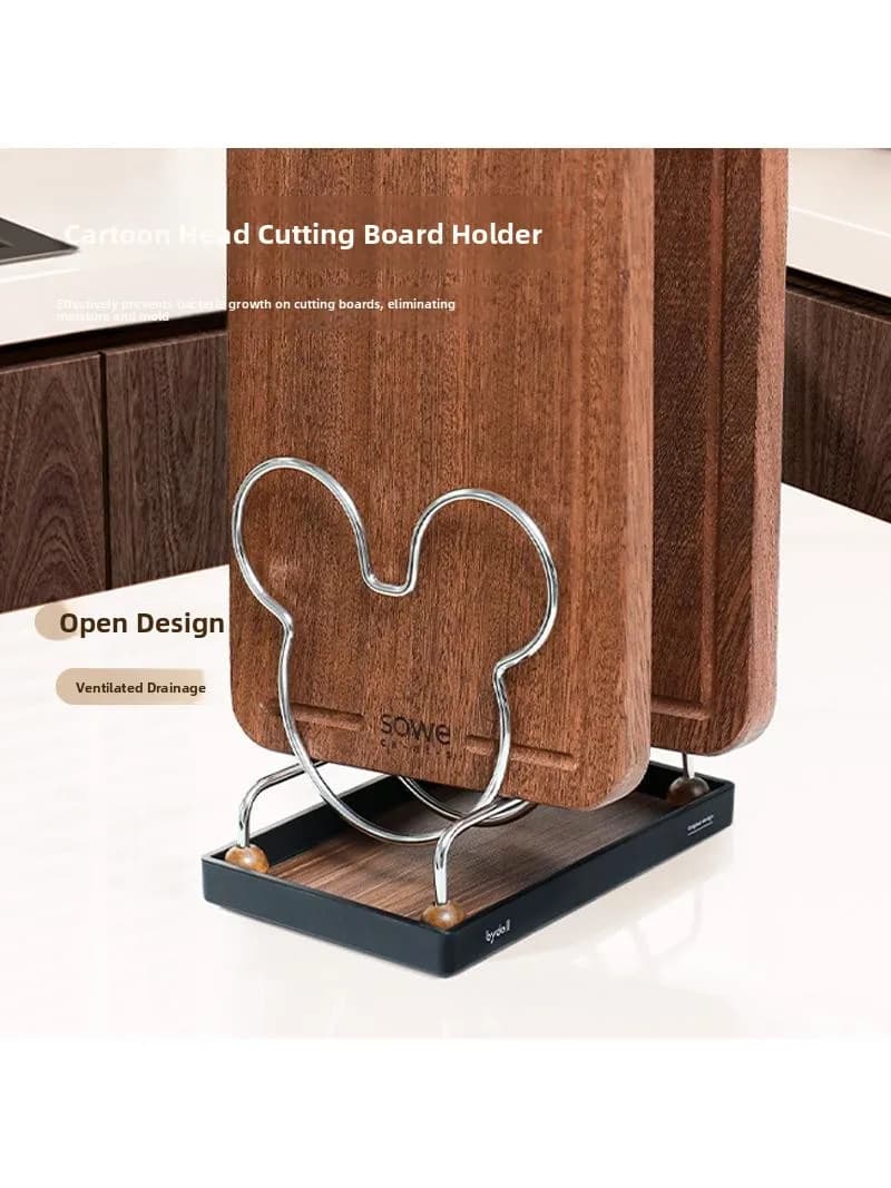 Stainless Steel Pot Lid Holder Kitchen Countertop Cutting Board Stand Storage Rack Cartoon Creative Kitchen Organization