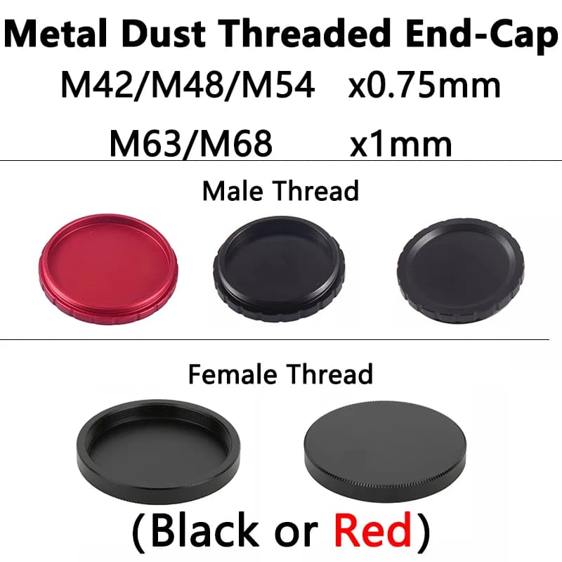 StarDikor M42/M48/M54 x0.75mm M63/M68 x1 Filettatura maschio/femmina Tappo terminale filettato per polvere metallica per telescopio astronomico MPCC ZWO QHY