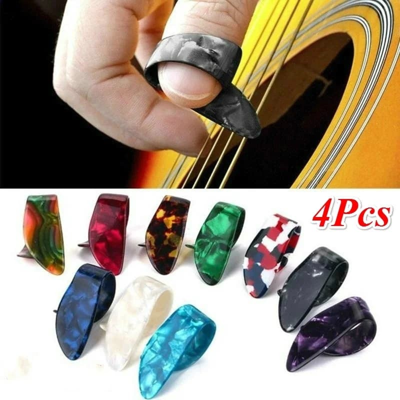 4 pz/set parte della chitarra plettri per le dita plettri per chitarra Pickup chitarra basso Fingerstyle Thumb Plectrums Pick plettro cinturino per chitarra Accessor