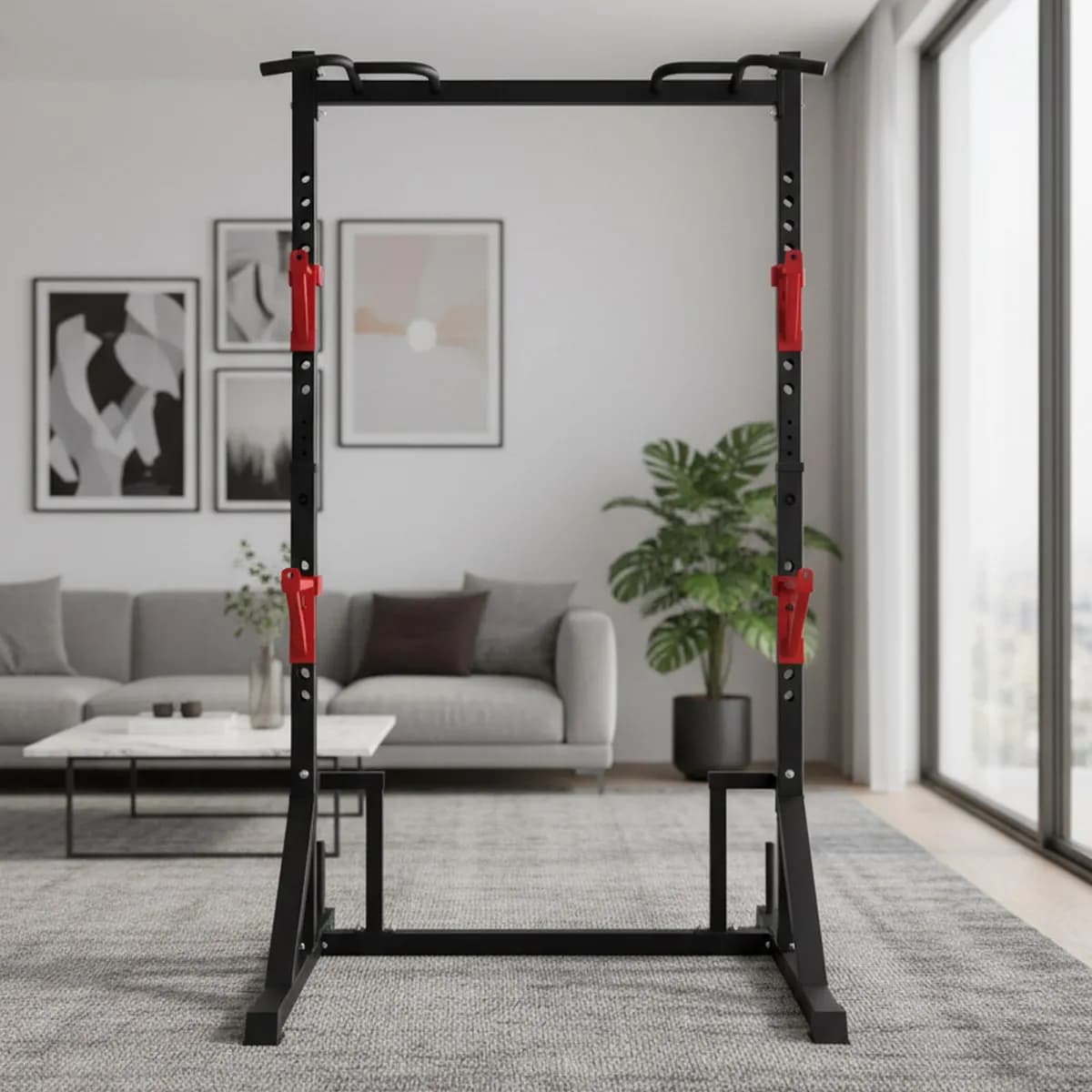 Adjustable Power Rack with Pull Up Bar Home Gym Squat Stand Heavy Duty Fitness Equipment