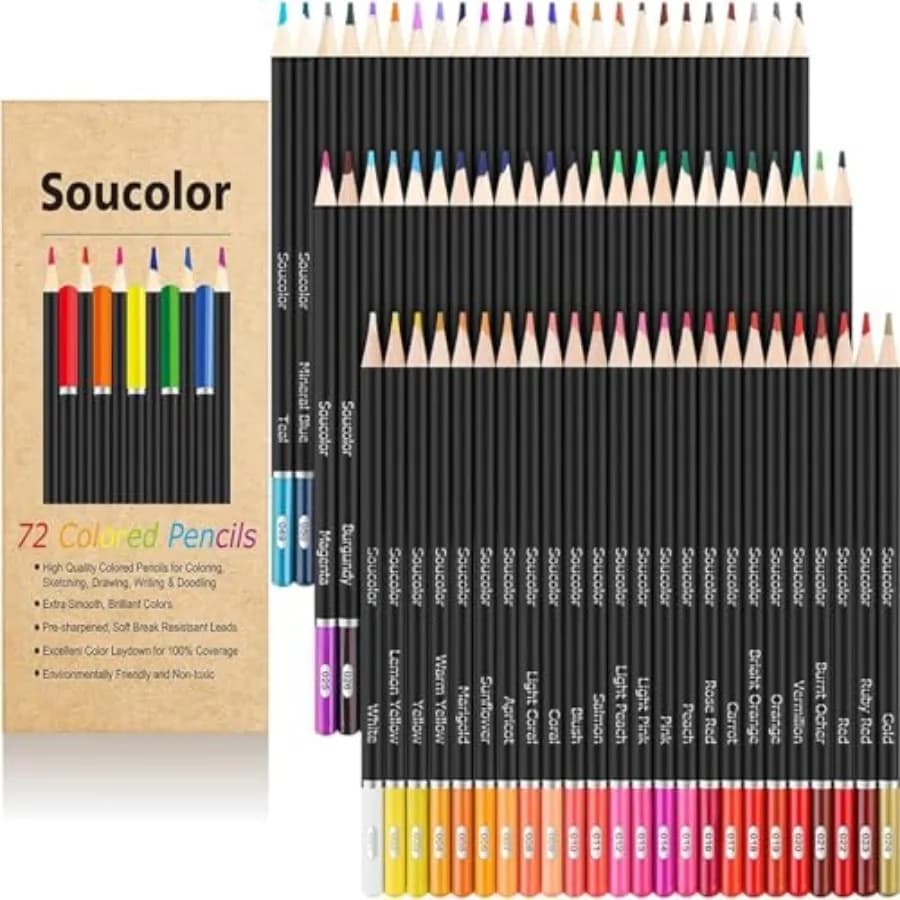 72-Color Colored Pencils for Adult Coloring Books, Soft Core, Back to School Supplies, Smooth Coloring Pencils for Sketching, D