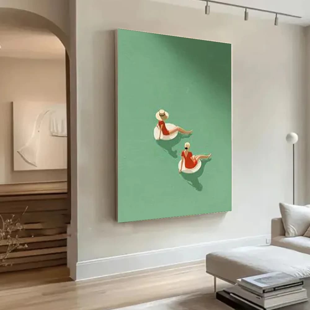 100% hand drawn red building abstract oil painting original wall painting home living room decoration paint interior aesthetics
