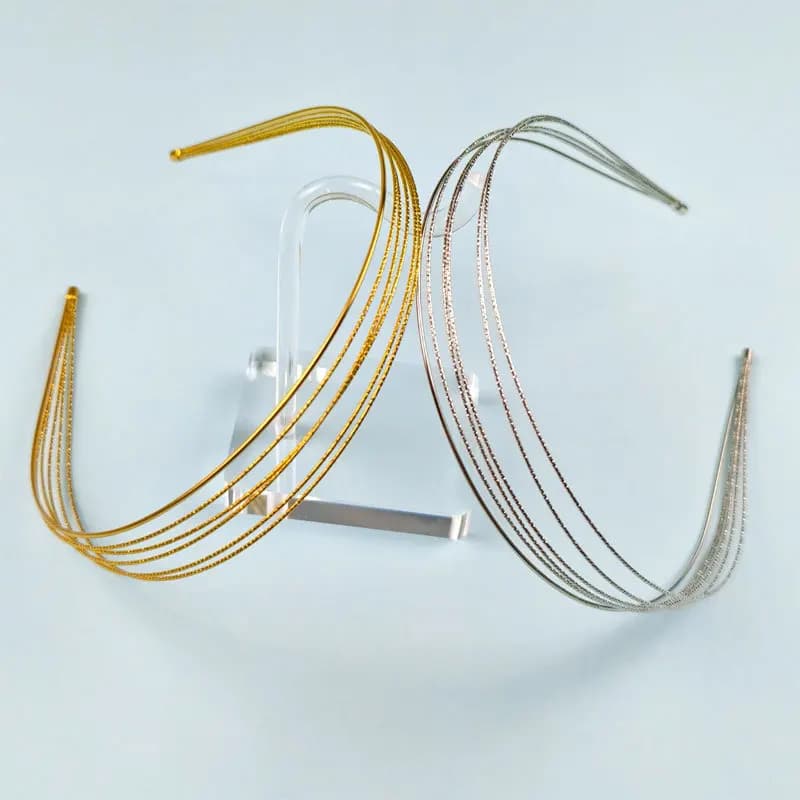 Nuove fasce sottili color oro Cerchietto per capelli in lega multistrato da donna Fasce per capelli in metallo a doppia radice Accessori per capelli Cerchio per testa liscia